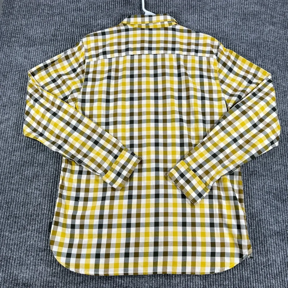 The North Face Shirt Mens Large Yellow Plaid Long Sleeve Button Up Outdoor Hike
